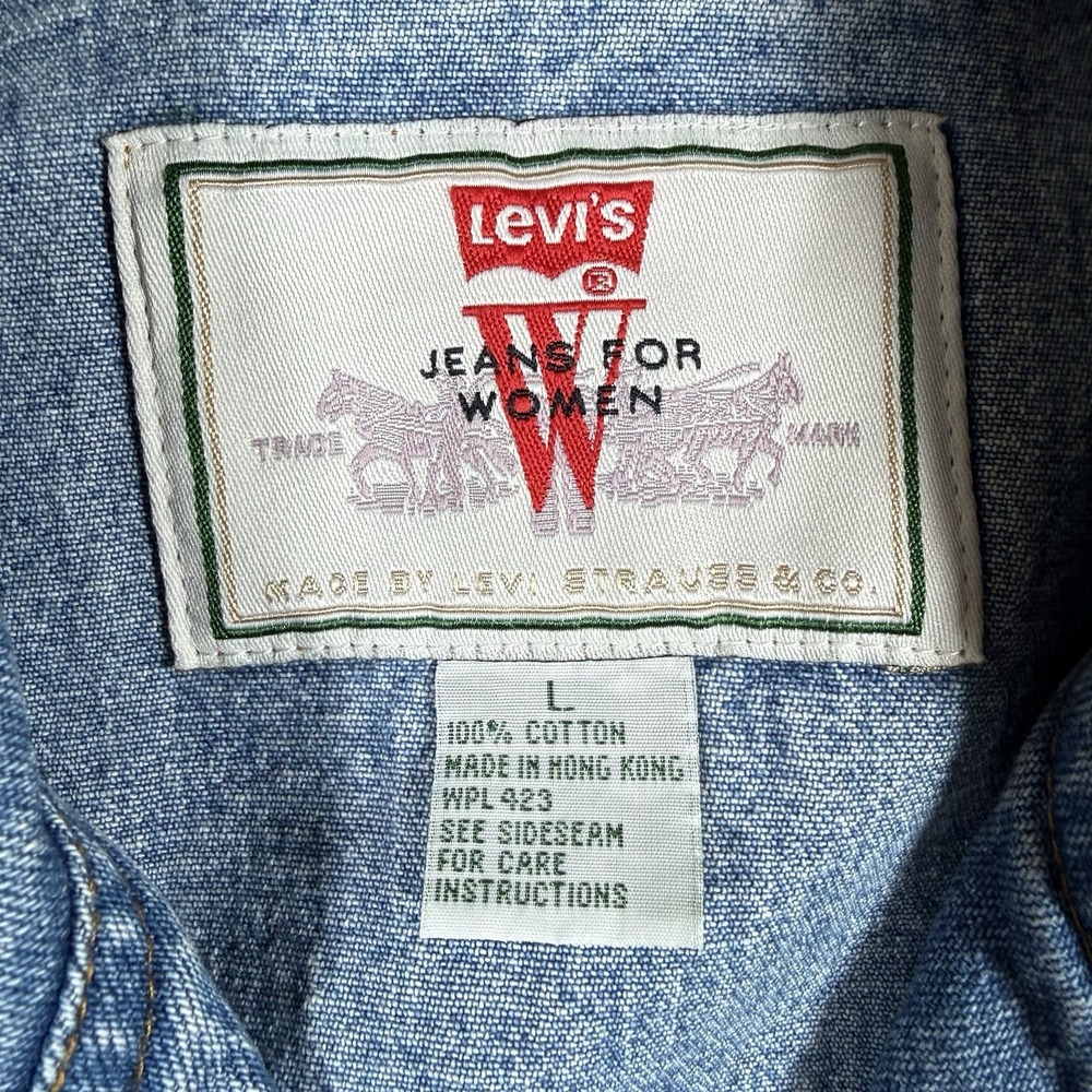 Levi's Vest Women's Large Blue Denim Sleeveless Cowgirl Western Casual - Picture 3 of 5